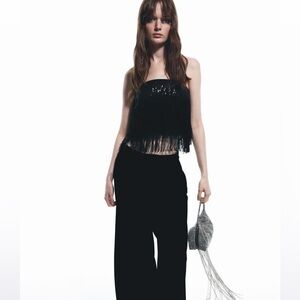 H&M Sequin Fringe bandeau Top size small NWT